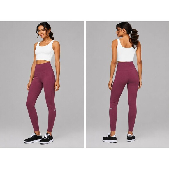 ALO Pants - Alo Yoga High-Waist Airbrush Legging Burgundy Small 28.5" Inseam Activewear Yoga